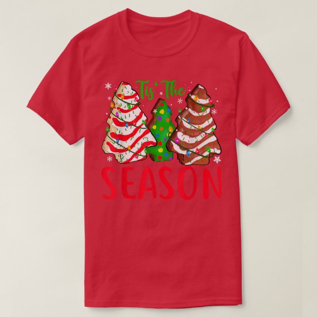 Camiseta Little This Season Christmas Tree Cakes Debbie (Diseño del anverso)