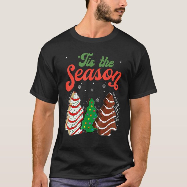 Camiseta Little Tis' The Season Christmas Tree Cakes Debbie (Anverso)