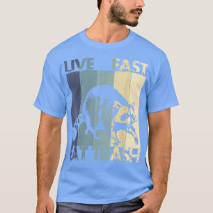 Camiseta Live Fast Eat Trash Funny Raccoon Camping Vintage 