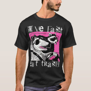 Camiseta Live Fast Eed Trash Tee Funny Possum Racoon Retro