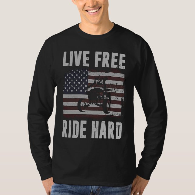 Camiseta Live Free Ride Hard 4 Wheeler ATV Quad Racing Amer (Anverso)