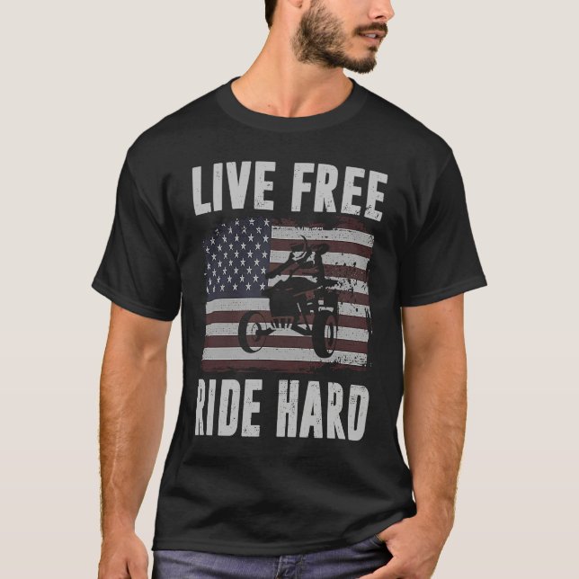 Camiseta Live Free Ride Hard 4 Wheeler ATV Quad Racing Amer (Anverso)