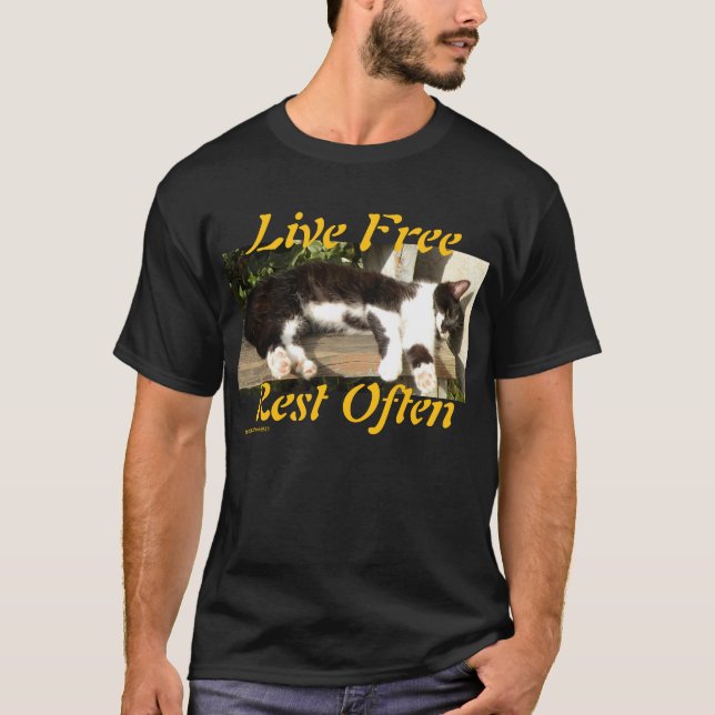 Camiseta "Live Free", Smiler, cute, cat, gift (Anverso)