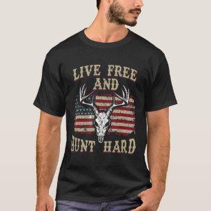 Camiseta Live Free Y Hunt Hard Patriotic Hunting Usa