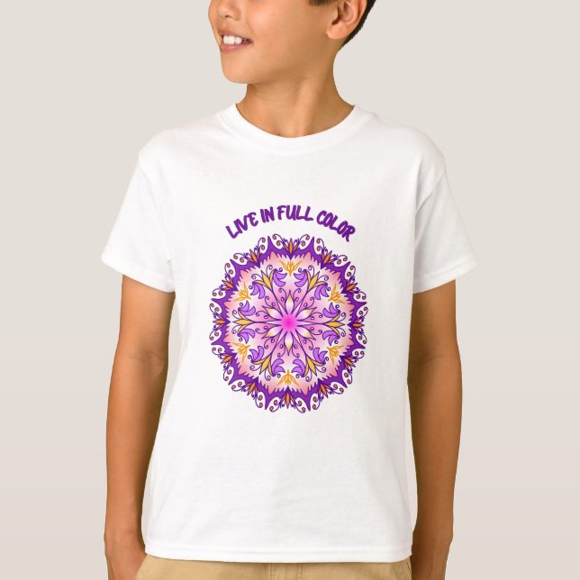 Camiseta Live in Full Color Mandala Niños (Anverso)