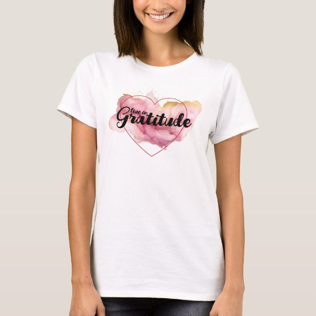 Camiseta Live In Gratitude Pink Ink (Anverso)