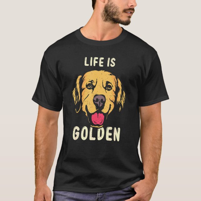 Camiseta Live is Golden Gold Dug Owner Club Retro Dogs (Anverso)