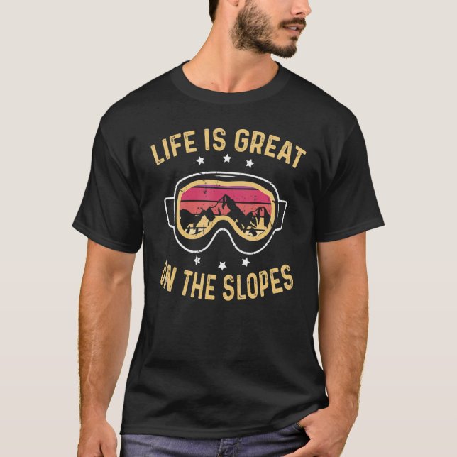 Camiseta Live Is Great On The Slopes Retro Snowboard 1 (Anverso)