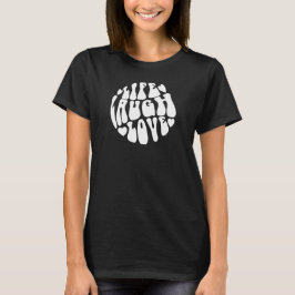 Camiseta LIVE LAUGH LOVE" - Retro Boho Design with Hearts