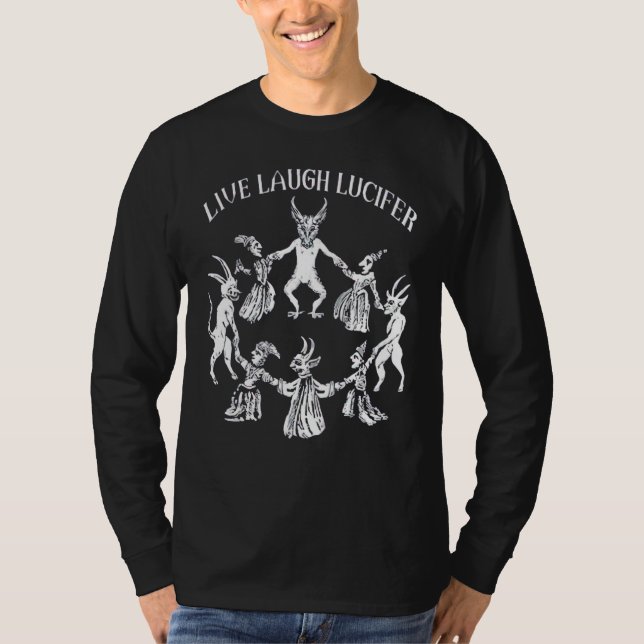 Camiseta LIVE LAUGH LUCIFER Horror Satanic Demonc Dev (Anverso)