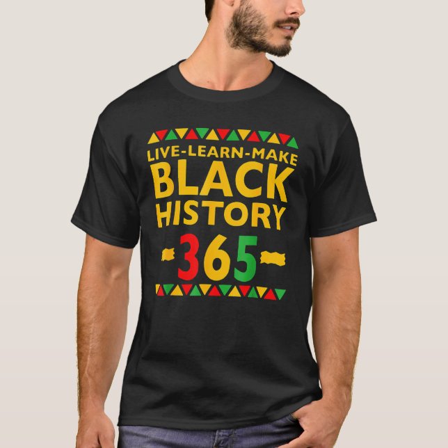 Camiseta Live Learn Make Black History Month Curly Natural  (Anverso)
