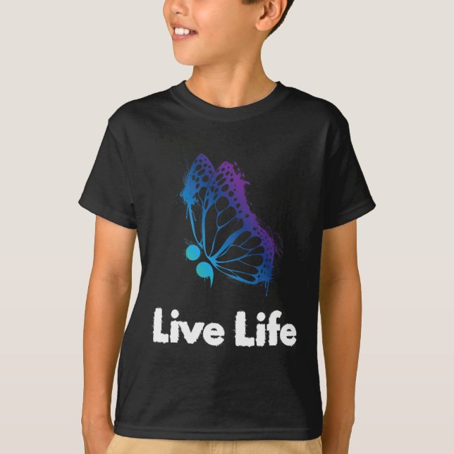 Camiseta Live Life Semicolon Aware And Support Suicidio Awa (Anverso)
