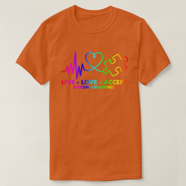 Camiseta Live Love Accept Autism Awareness Support Aceptabl (Diseño del anverso)