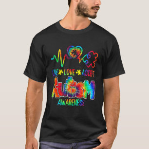 Camiseta Live Love Accept Autism Awareness Support Aceptabl