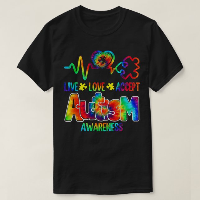 Camiseta Live Love Accept Autism Awareness Support Aceptabl (Diseño del anverso)