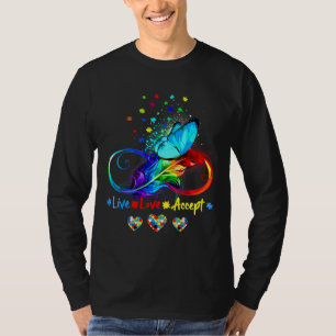 Camiseta Live Love Aceptan Autism Awareness Butterfly Hombr