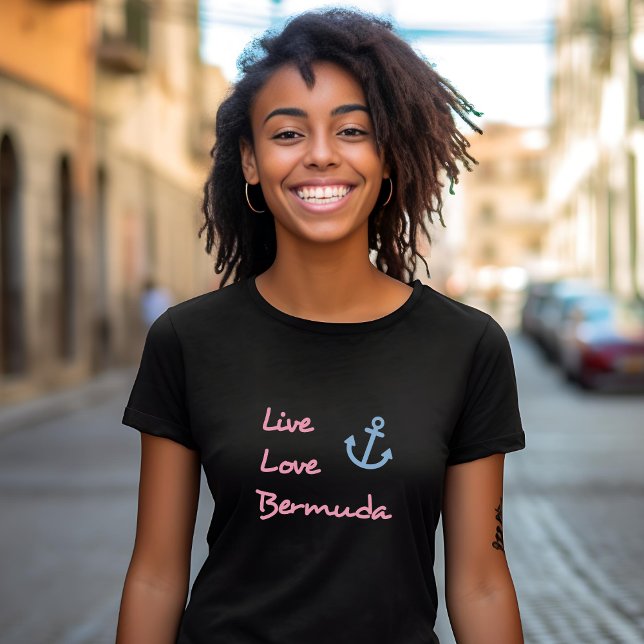 Camiseta Live Love Bermuda Script Text con Anchor Dark (Subido por el creador)