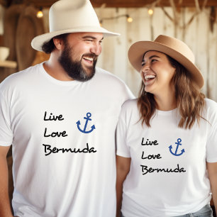 Camiseta Live Love Bermuda Script Text with Anchor