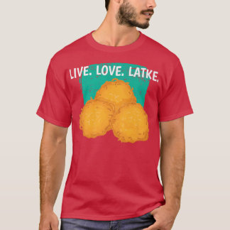 Camiseta Live Love Latke Hanukkah tradicional judío 