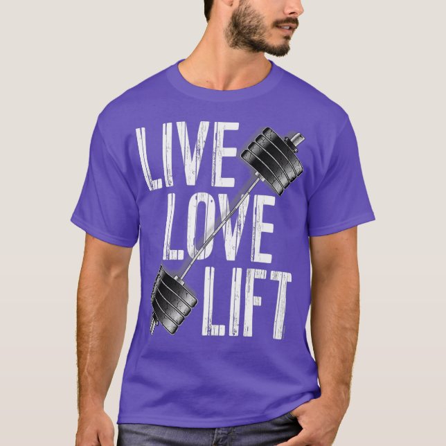 Camiseta Live Love Lift Free Weight Power Barbell (Anverso)