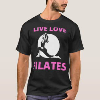 Camiseta Live Love Pilates Divertido Pink and Black Pilates