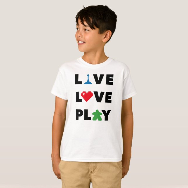 Camiseta Live, Love, Play Black Text Bort (Anverso completo)