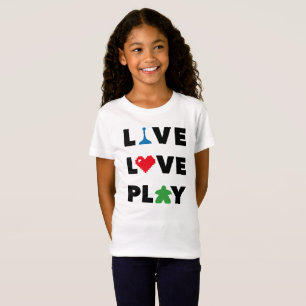 Camiseta Live, Love, Play Black Text Chica Shirt