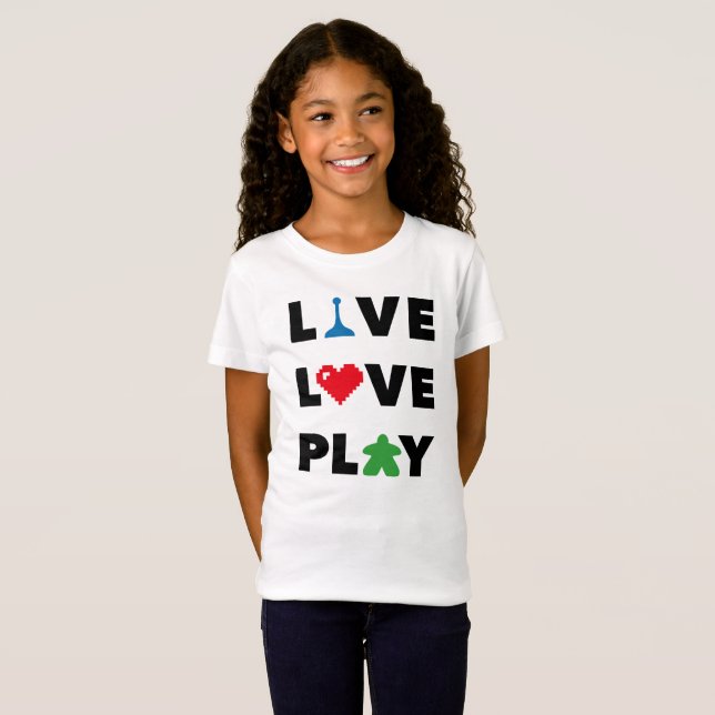 Camiseta Live, Love, Play Black Text Chica Shirt (Anverso completo)