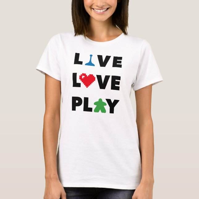 Camiseta Live, Love, Play Black Text Womrt (Anverso)