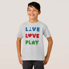 Camiseta Live, Love, Play Colorful Bort
