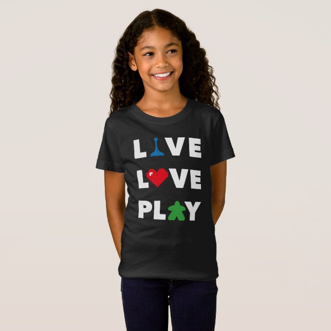 Camiseta Live, Love, Play White Text Chica Shirt (Anverso completo)