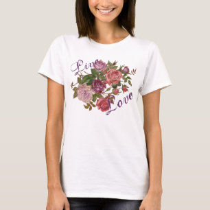 Camiseta Live Love Pretty Purple Floral Roses