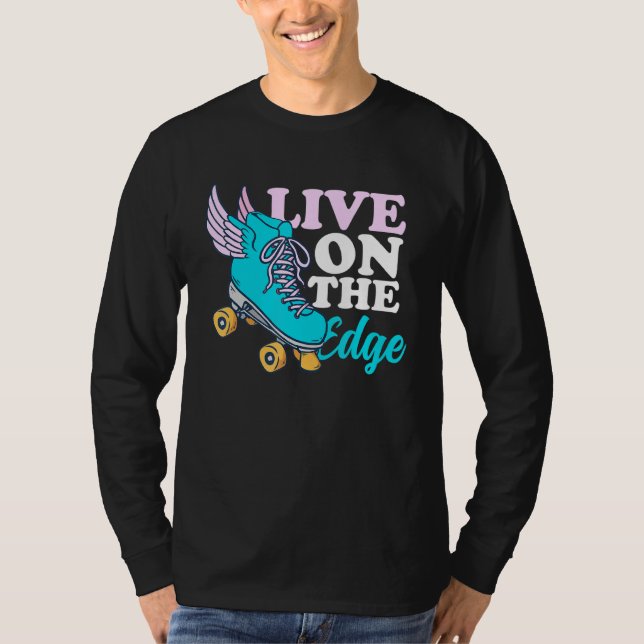 Camiseta Live On the Edge - Patinador Roller (Anverso)