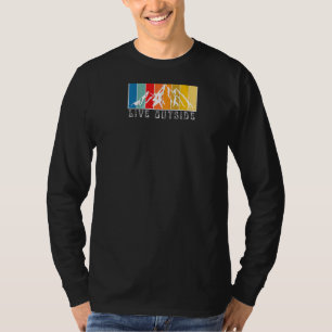 Camiseta Live Outside Retro Mountain Front y Back Premium
