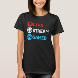 Camiseta Live Stream Gamer Livestreaming Video Game Online