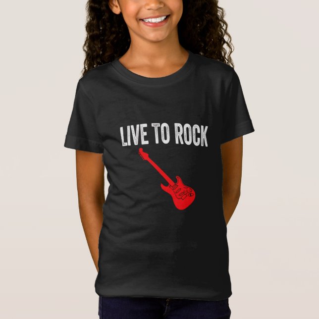 Camiseta Live To Rock Red Electric Guitar Music Graphic Art (Anverso)