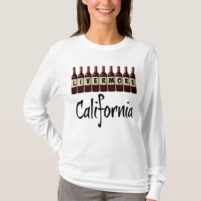 Camiseta Livermore California Red Wine Bottles Tasting Fun (Anverso)