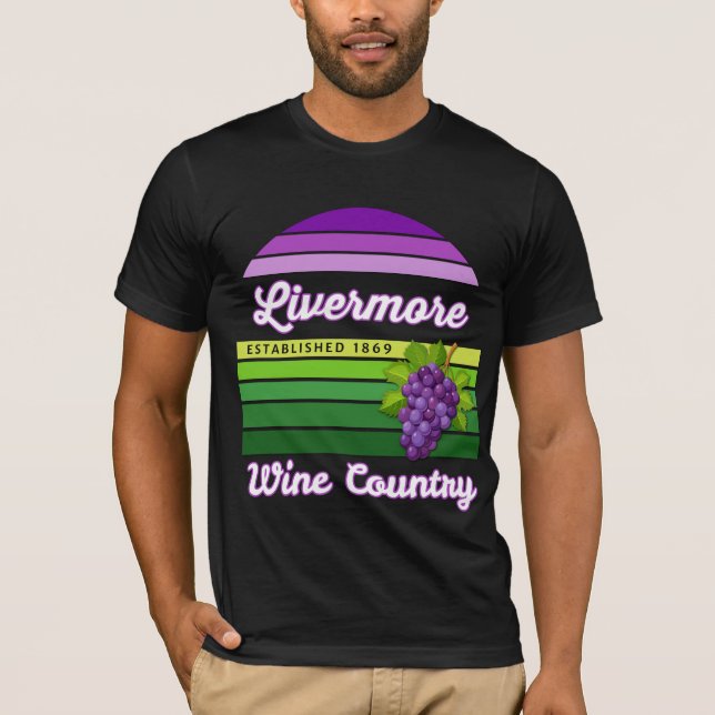Camiseta Livermore Wine Country Purple Green Stripes Grapes (Anverso)