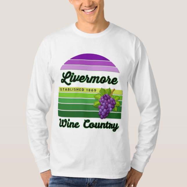 Camiseta Livermore Wine Country Purple Green Stripes Grapes (Anverso)