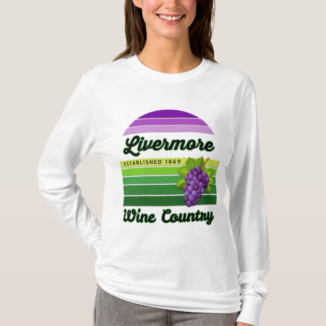 Camiseta Livermore Wine Country Purple Green Stripes Grapes (Anverso)
