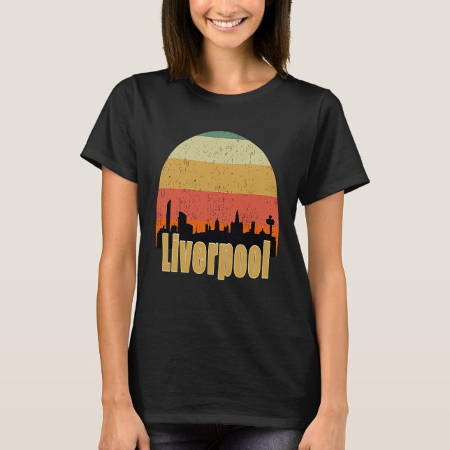 Camiseta Liverpool England Skyline Silhouette Sunset I Love (Anverso)