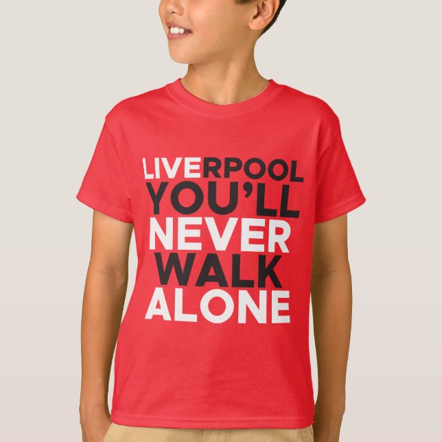 Camiseta Liverpool nunca caminarás solo, niño (Anverso)