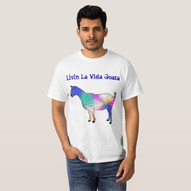 Camiseta Livin La Vida Goata Funny Arte Animal De Cabra (Anverso completo)