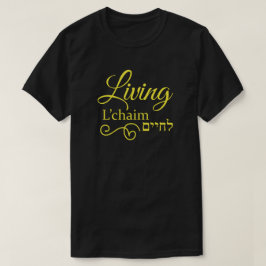 Camiseta Living L'Chaim Life Hebreo Inglés Amarillo
