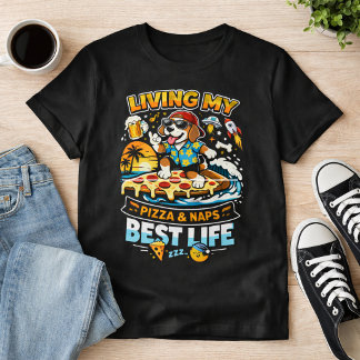 Camiseta Living My Pizza & Naps Best Life Funny Dog Tee!