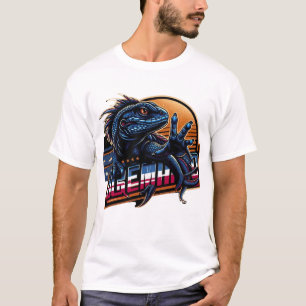 Camiseta Lizard azul, diseño lagartija estadounidense, arte