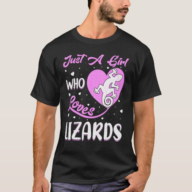 Camiseta Lizard de forma cardíaca sólo un Chica que ama las (Anverso)
