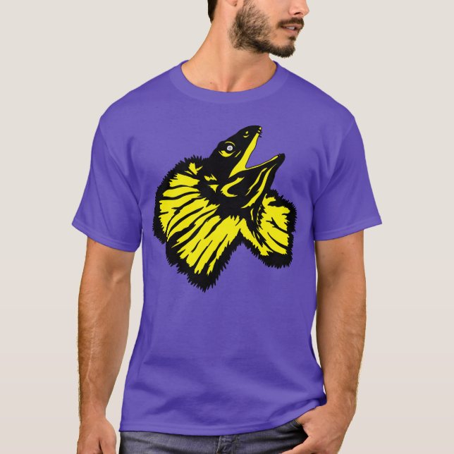 Camiseta Lizard estilizado de cuello amarillo neón amarillo (Anverso)