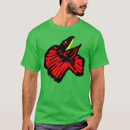 Camiseta Lizard estilizado de cuello rojo neón