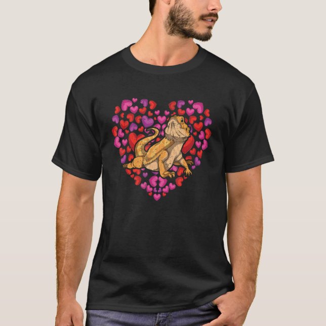 Camiseta Lizard Reptile Keeper Dragón con barba de corazón  (Anverso)